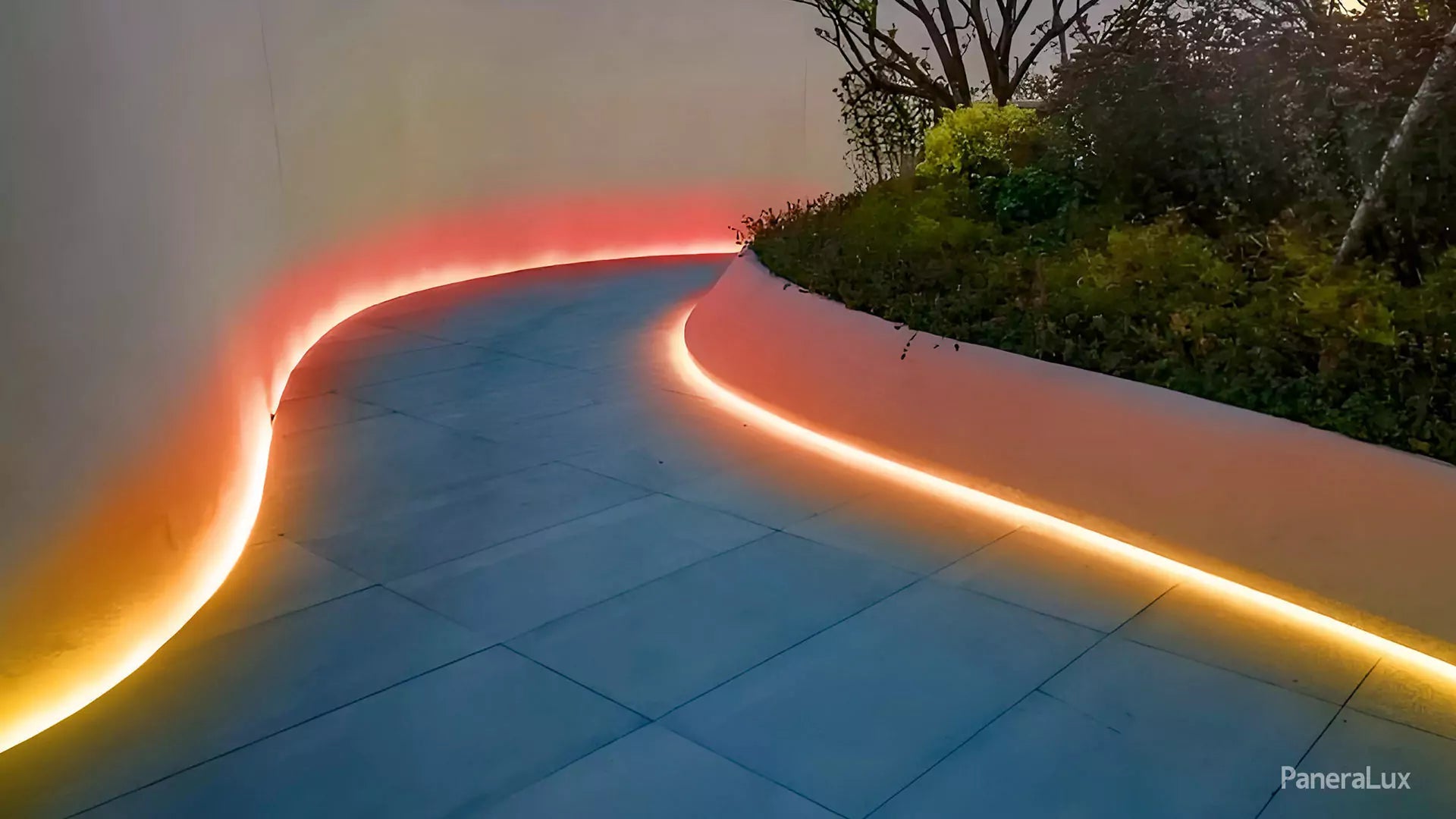 Low Voltage Color Changing Pathway Lights Installed Under Garden Border