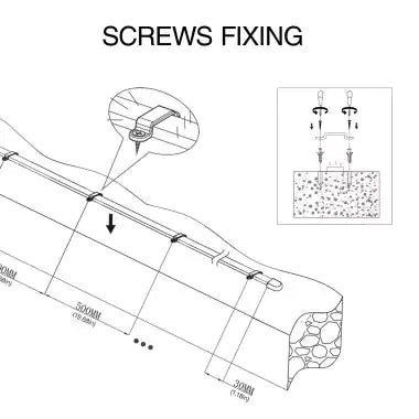 Sauna lighting Screws Fixing Installation